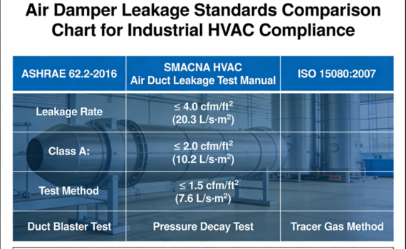 Air damper leakage standards comparison chart for industrial HVAC compliance
